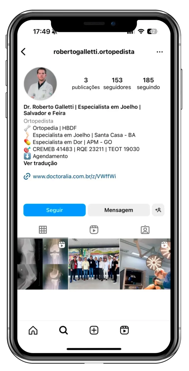 Instagram do Dr. Roberto Galletti